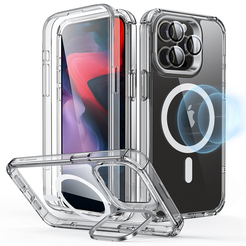 ESR Armor Odolný Stojan HaloLock kryt + Ochrana obrazovky - iPhone 15 Pro Max - transparentná KF2316193
