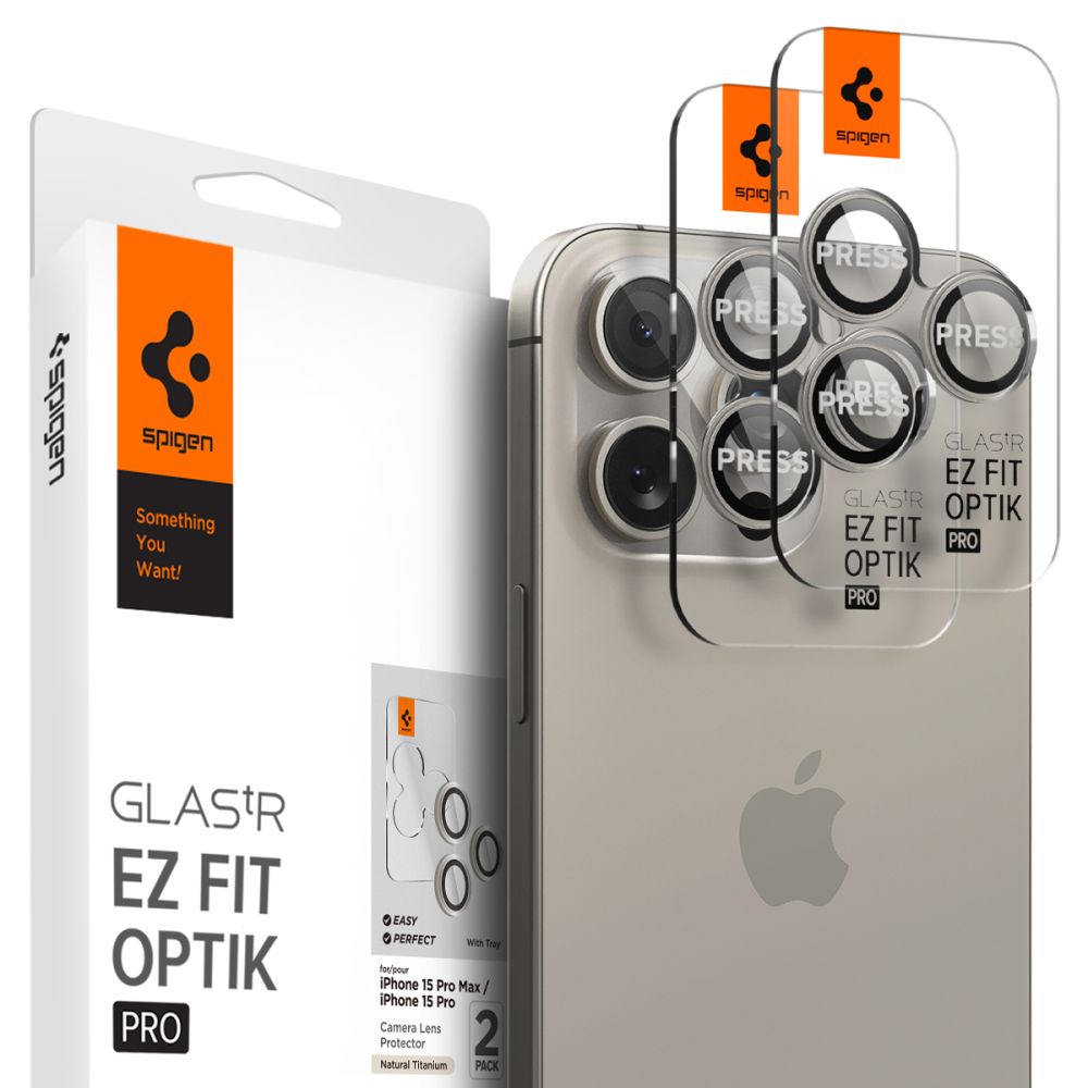 Spigen Optik.tR Sklo pre kameru (2 ks) - iPhone 14 Pro / 14 Pro Max / 15 Pro / 15 Pro Max - Natural Titanium KF2317183
