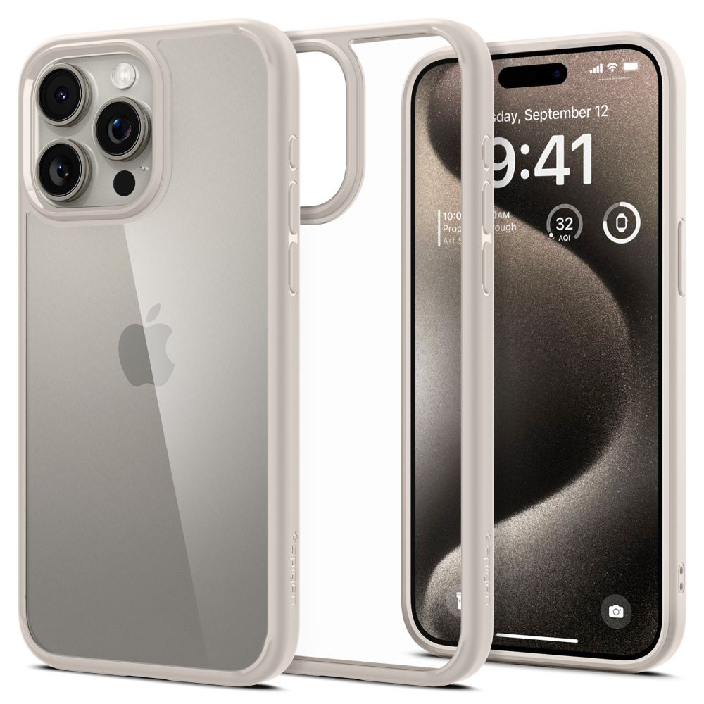 Spigen Ultra Hybrid kryt pre - iPhone 15 Pro - Natural Titanium KF2317666