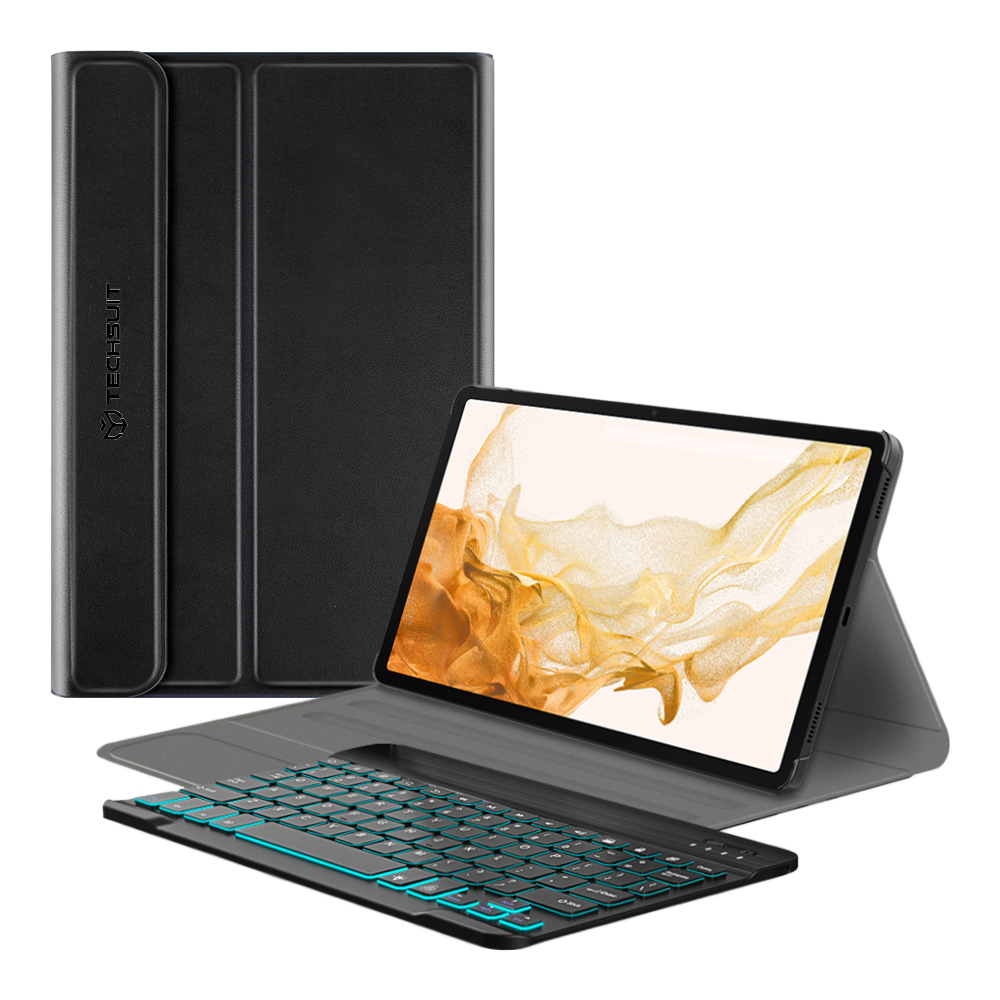 Techsuit Puzdro CozyTab (s RGB bezdrôtovou magnetickou klávesnicou) - Samsung Galaxy Tab S8 Plus - Čierna KF2320790