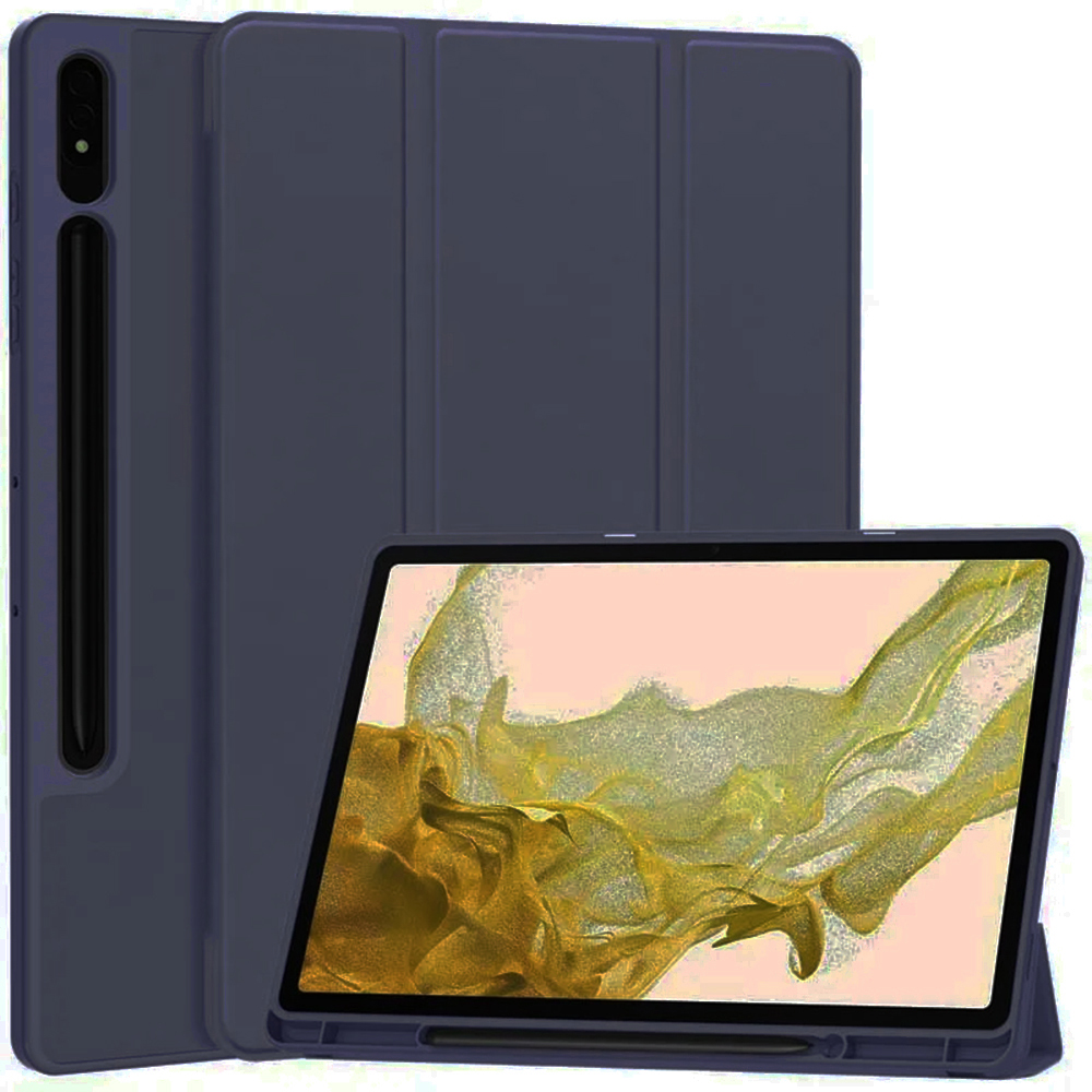 Techsuit Sklopný obal Flex Trifold (s držiakom na pero) - Samsung Galaxy Tab S7 Plus / S8 Plus - Tmavo Modrá KF2321736