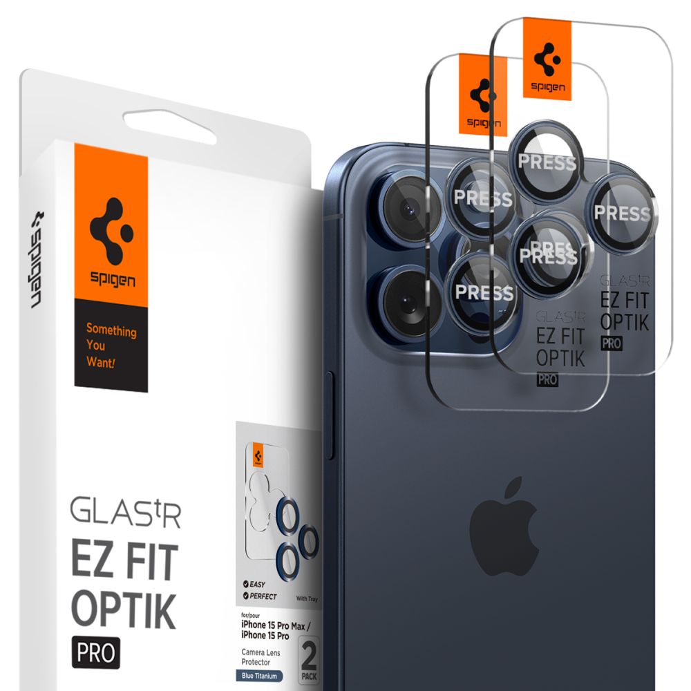 Spigen Optik.tR sklo na kamery (2 kusy) - iPhone 14 Pro / 14 Pro Max / 15 Pro / 15 Pro Max - Modrá Titanium KF2317182