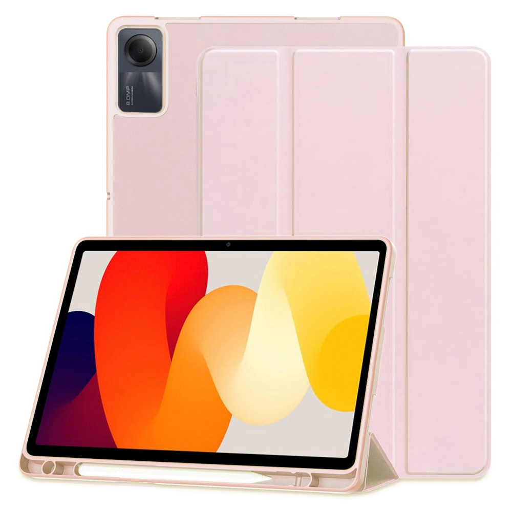 Techsuit Sklopný obal Flex Trifold (s držiakom na pero) - Xiaomi Redmi Pad SE - Ružová KF2321543