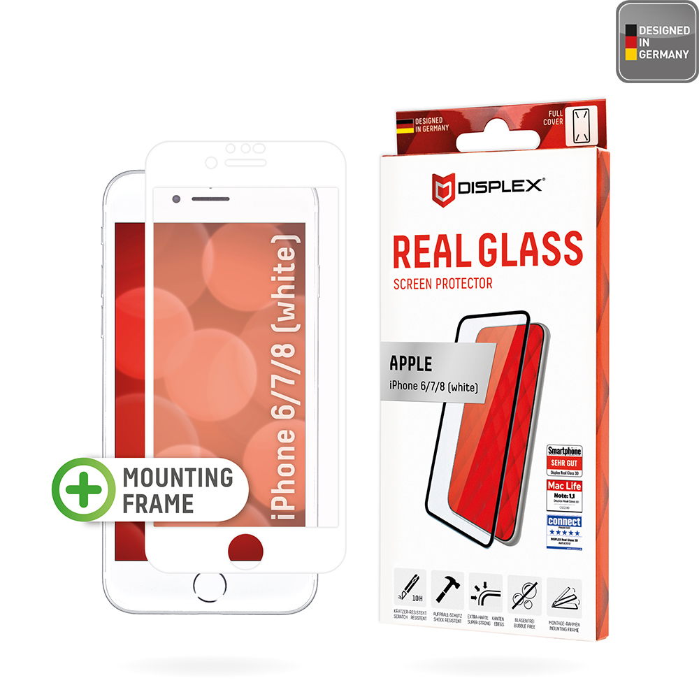 Displex Premium sklo s plným pokrytím - iPhone 6 / 6S / 7 / 8 / SE 2, SE 2020 / SE 3, SE 2022 - Biela KF2324177