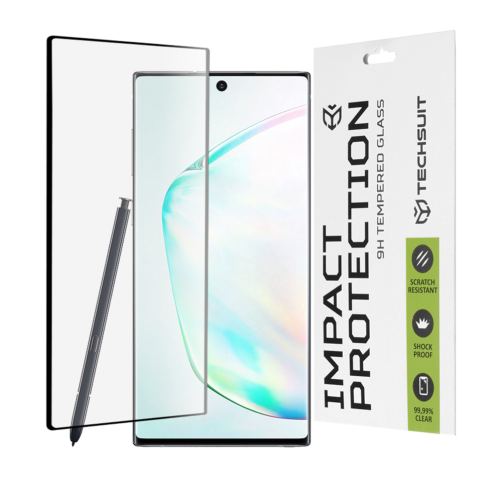 Techsuit 111D Plné Krytie / Plné Lepiace Sklo / 3D Zakrivený Displej - Samsung Galaxy Note 10 Plus 4G / Note 10 Plus 5G - Čierny KF2314524