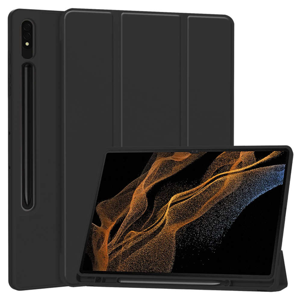 Techsuit Flex Trifold ochranné puzdro (s držiakom na pero) - Samsung Galaxy Tab S8 Ultra - Čierny KF2321620