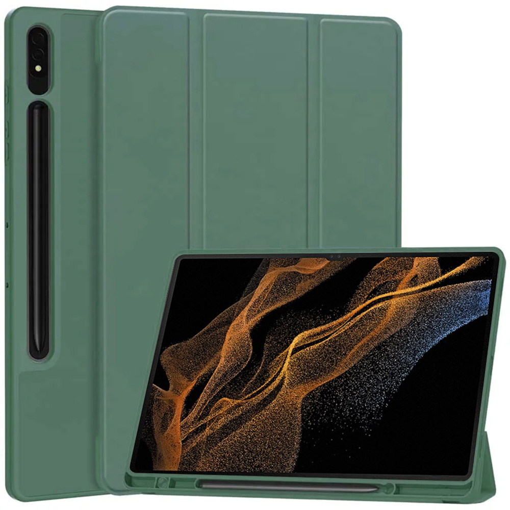 Techsuit Flex Trifold ochranné puzdro (s držiakom na pero) - Samsung Galaxy Tab S8 Ultra - Zelená KF2321629