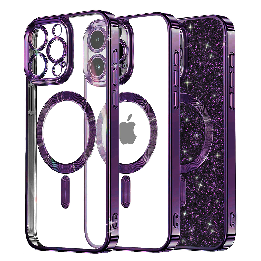 Techsuit Luxury Glitter MagSafe obal na - iPhone 12 Pro - Deep Fialová KF2324911