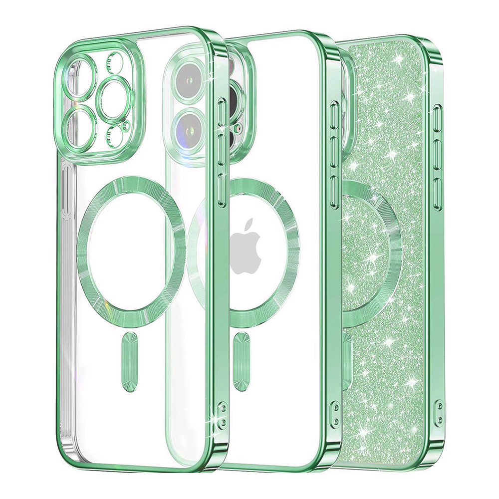 Techsuit Luxury Glitter MagSafe obal na - iPhone 12 Pro - Light Zelená KF2324912