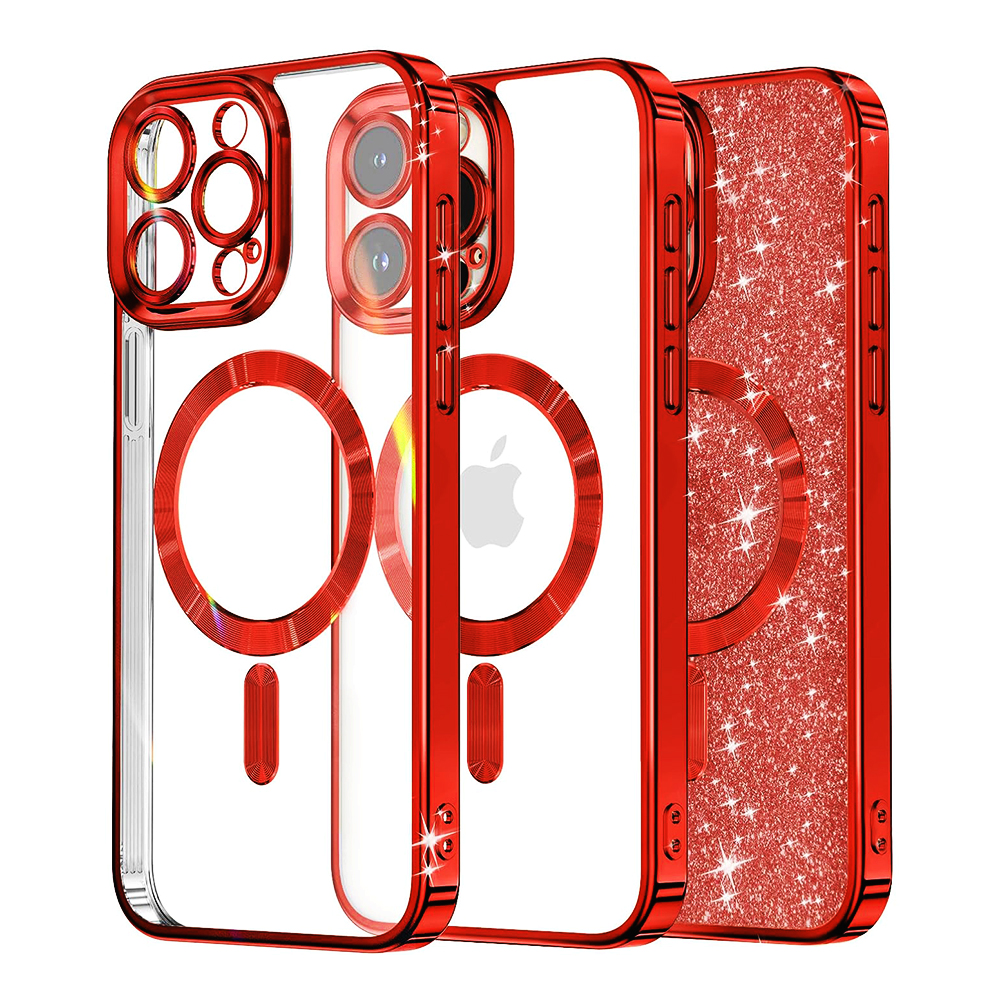 Techsuit Luxury Glitter MagSafe obal na - iPhone 12 Pro - Červená KF2324906