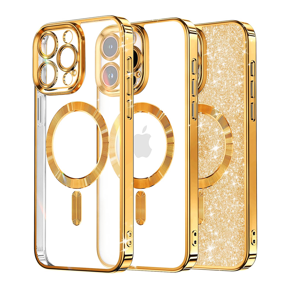 Techsuit Luxury Glitter MagSafe obal na - iPhone 12 Pro - Zlatá KF2324909