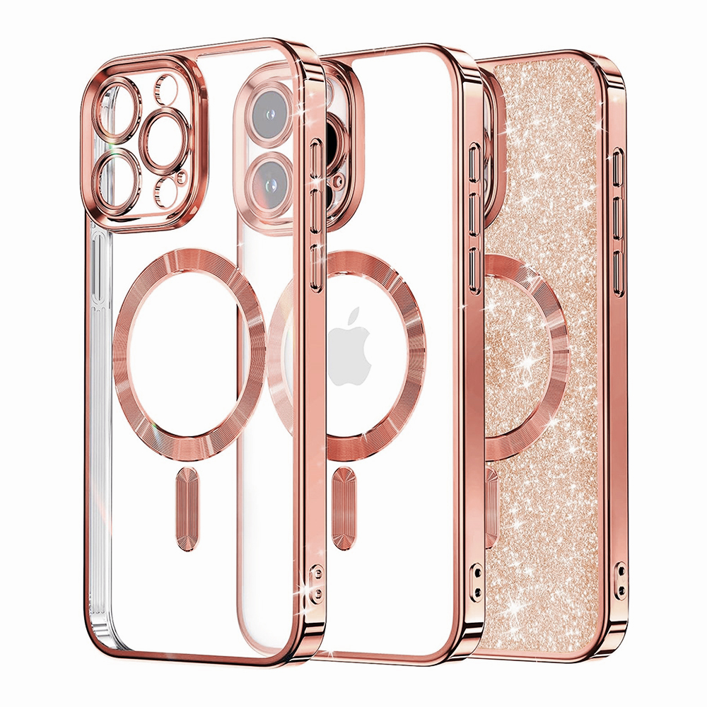 Techsuit Luxury Glitter MagSafe obal na - iPhone 12 Pro - Ružovo zlatá KF2324914
