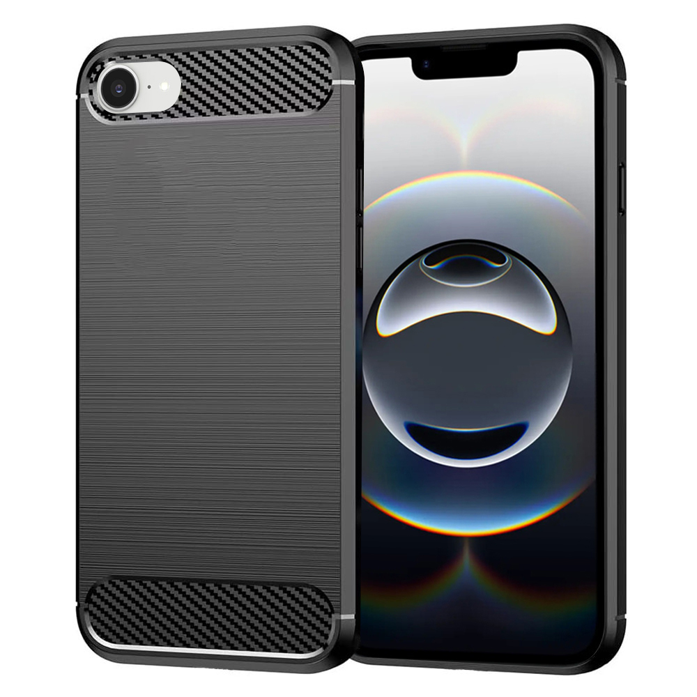 Techsuit Karbónový Silikón obal na - iPhone SE 4 2024 - Čierny KF2328195