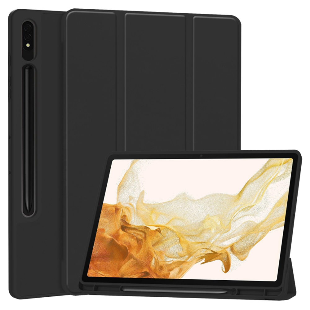Techsuit Flex Trifold Puzdro (s držiakom na ceruzku) - Samsung Galaxy Tab S7 / S8 - Čierne KF2321598