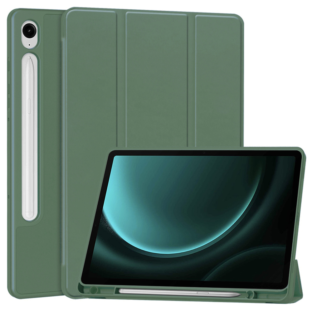 Techsuit Flex Trifold Puzdro (s držiakom na ceruzku) - Samsung Galaxy Tab S9 FE - Zelené KF2321662