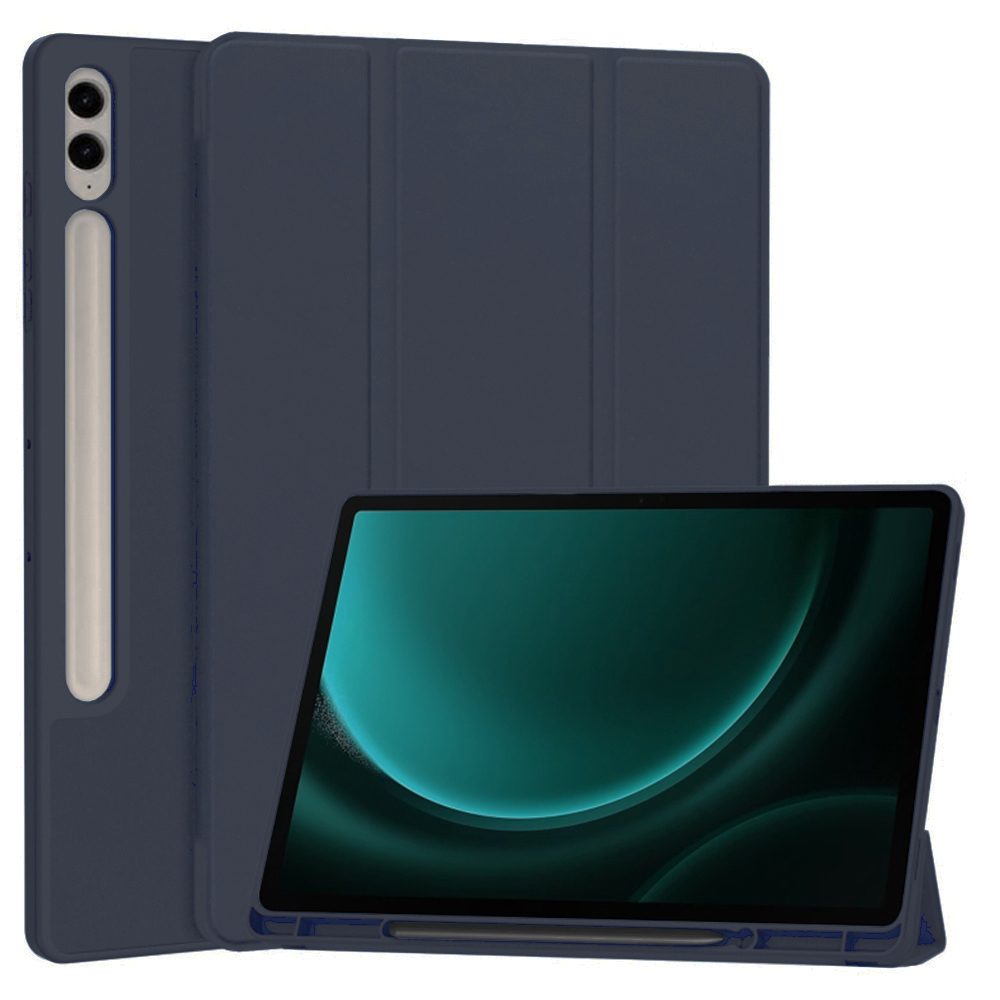 Techsuit Flex Trifold Puzdro (s držiakom na ceruzku) - Samsung Galaxy Tab S9 FE Plus - Tmavomodré KF2321692