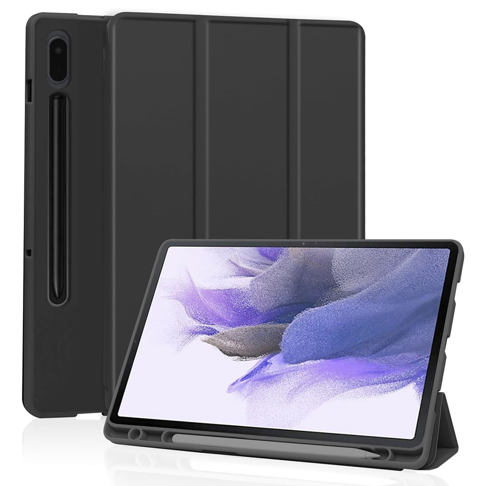 Techsuit Flex Trifold Puzdro (s držiakom na ceruzku) - Samsung Galaxy Tab S7 FE - Čierne KF2321752