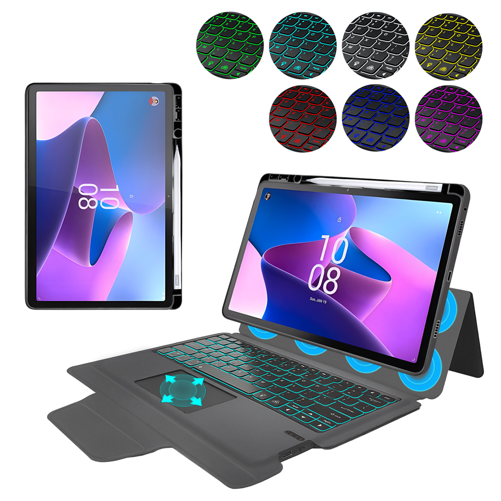 Techsuit KeyTab Pro Puzdro (s RGB Bezdrôtovou Klávesnicou a Držiakom na Stylus) - Lenovo Tab P11 Pro Gen 2 11.2 - Čierne KF2326467