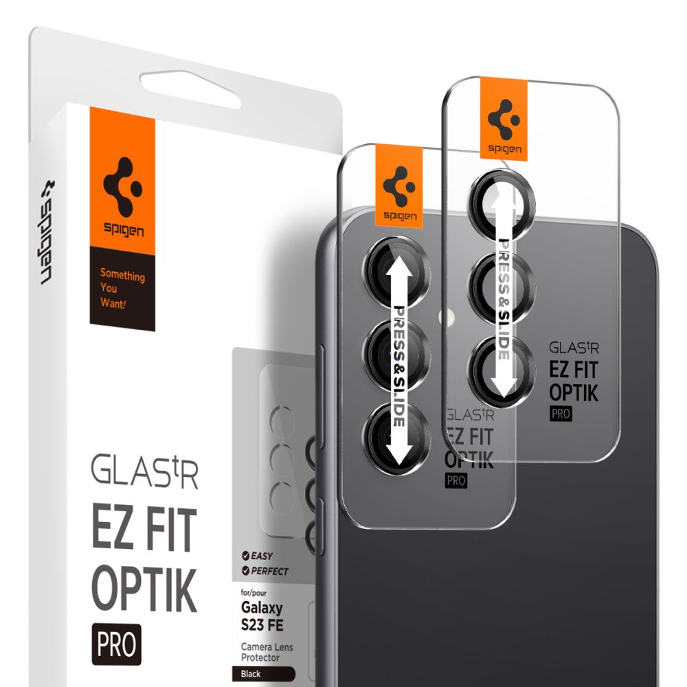 Spigen Optik.tR Ochranné sklo na kameru (2 ks) pre Samsung Galaxy S23 FE / M55 - Čierne KF2316240