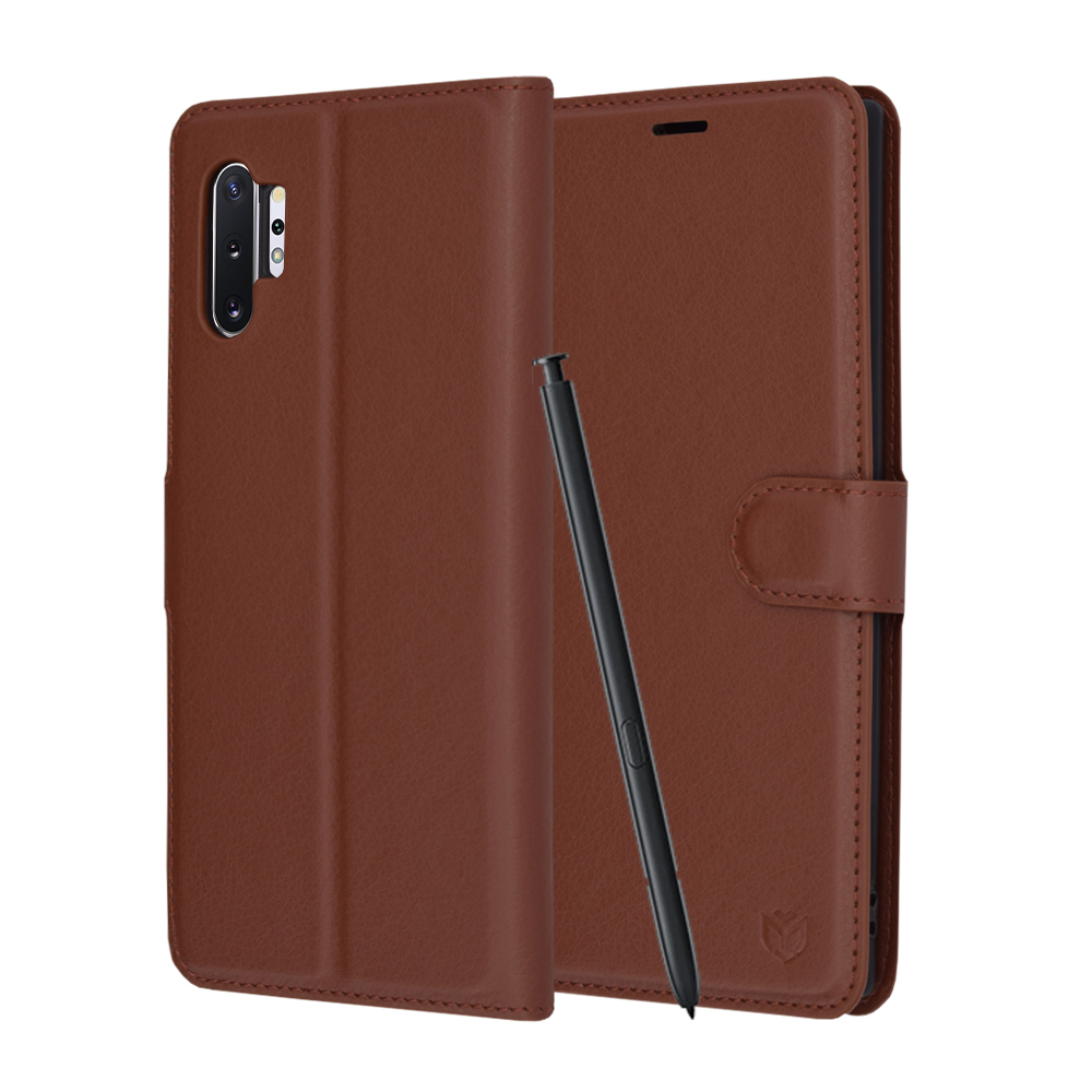 Techsuit Leather Folio Otváracie ochranné Puzdro - Samsung Galaxy Note 10 Plus / Note 10 Plus 5G - Hnedé KF2323683