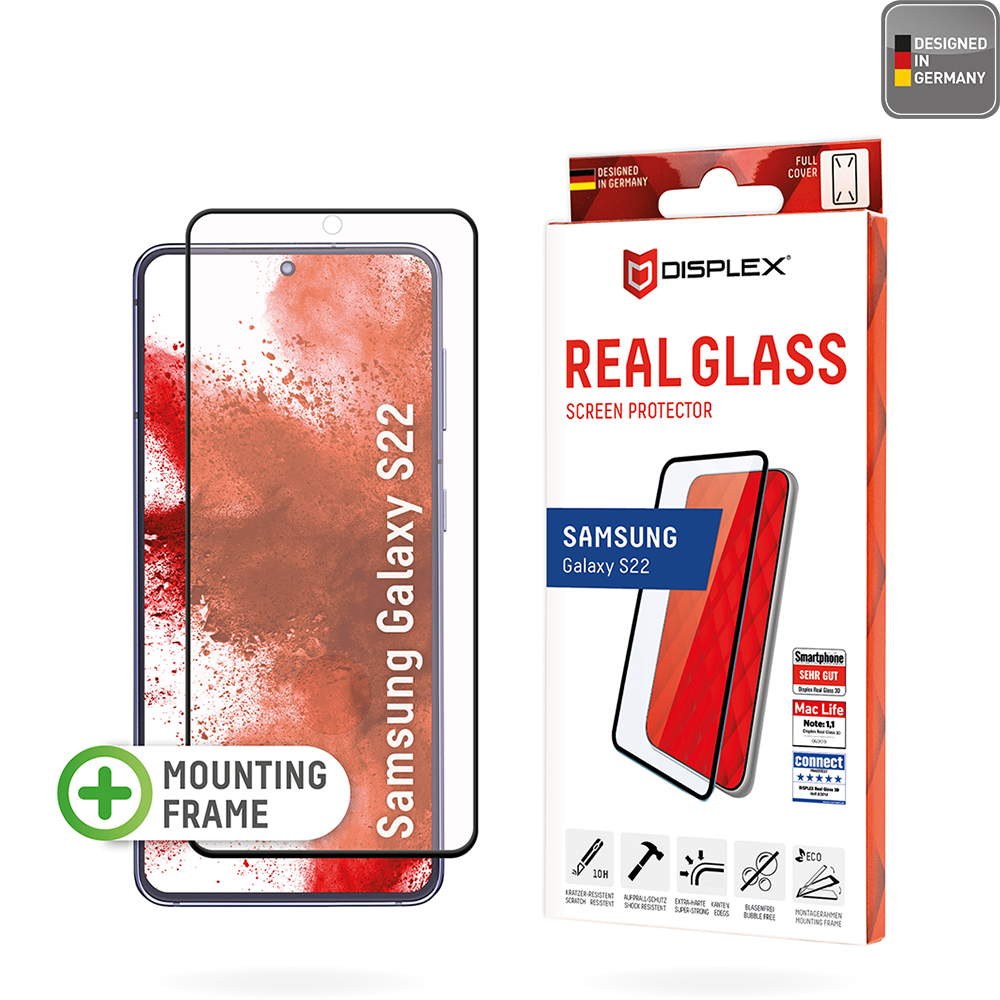 Displex Premium Skutočné ochranné Sklo s Plným Krytím - Samsung Galaxy S22 5G - Čierny KF2324153