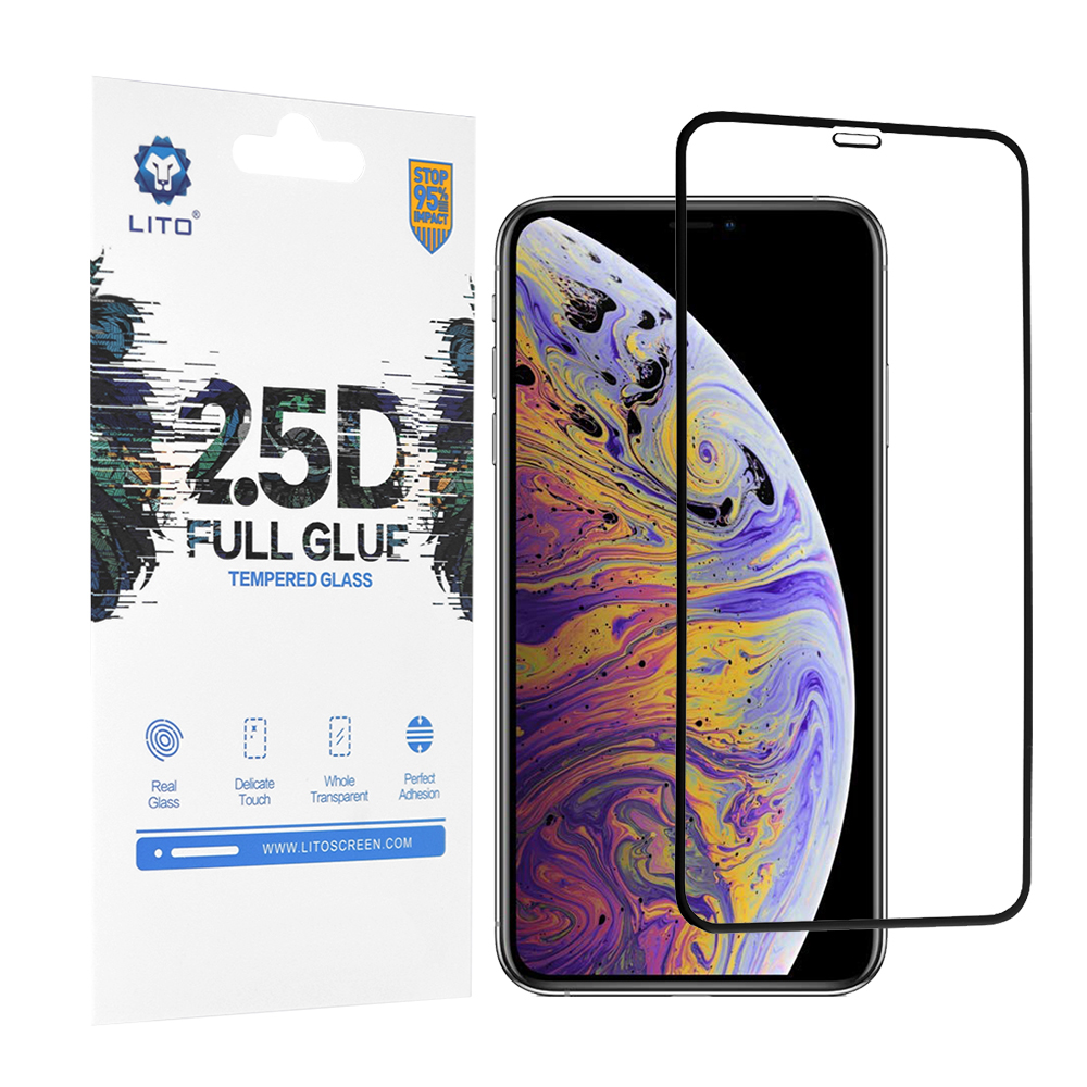 Lito 2.5D FullGlue Glass - Tvrdené sklo s plným lepidlom pre iPhone XS Max / 11 Pro Max - Čierne KF231818