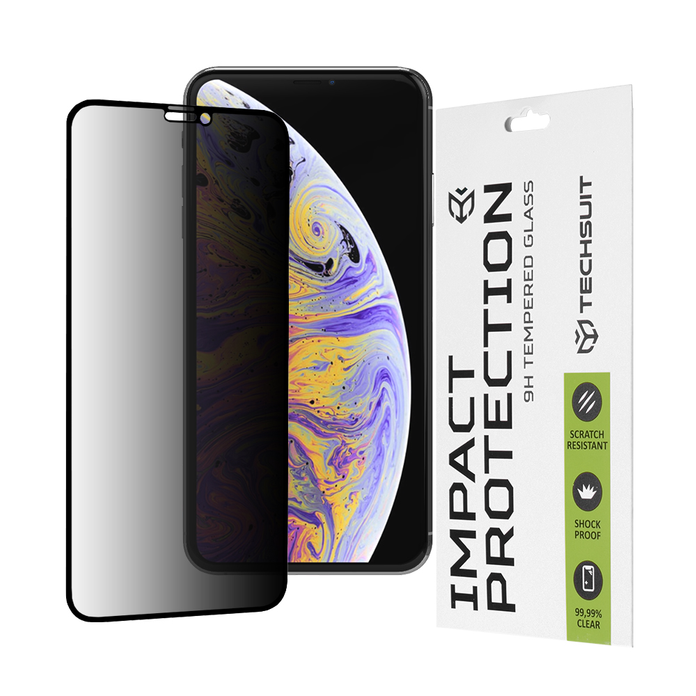 Techsuit 111D Privacy Celoplošné ochranné sklo s plným lepidlom pre iPhone XS Max / 11 Pro Max - Čierne KF2323445