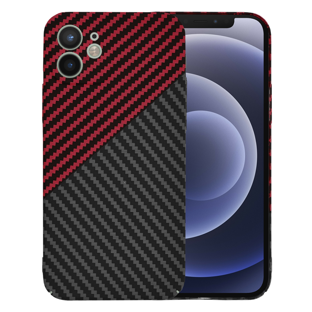 Techsuit Carbonite FiberShell ochranné Puzdro pre iPhone 12 - Červený Vortex KF2333186