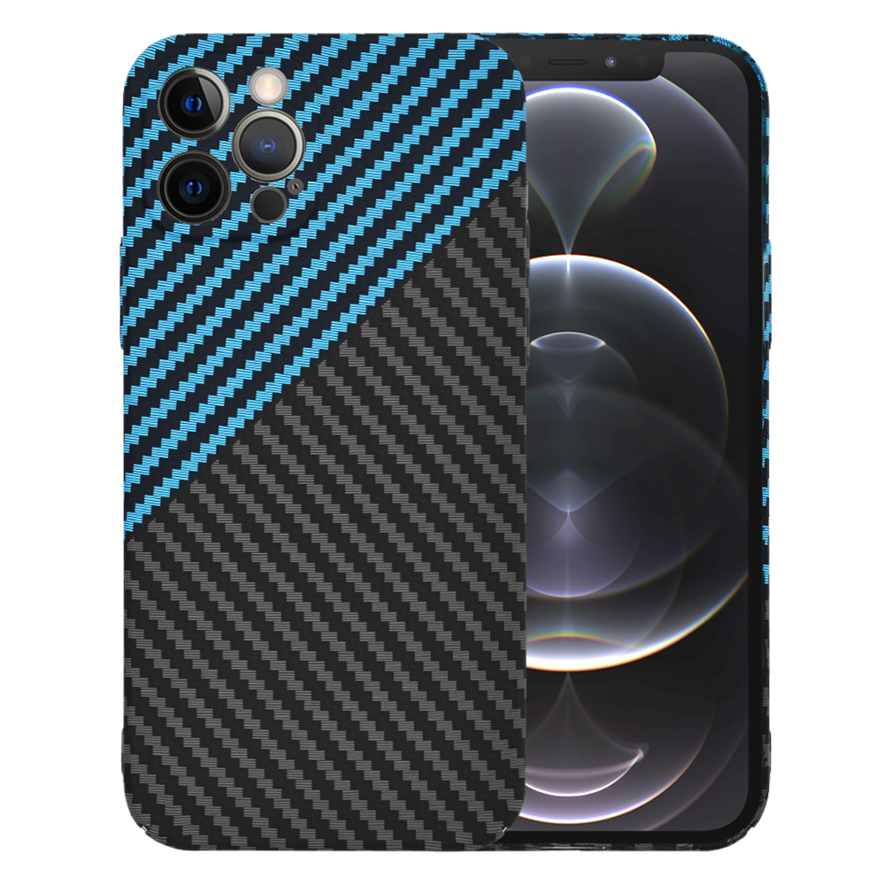 Techsuit Carbonite FiberShell ochranné Puzdro pre iPhone 12 Pro - Modrý Pulz KF2333194