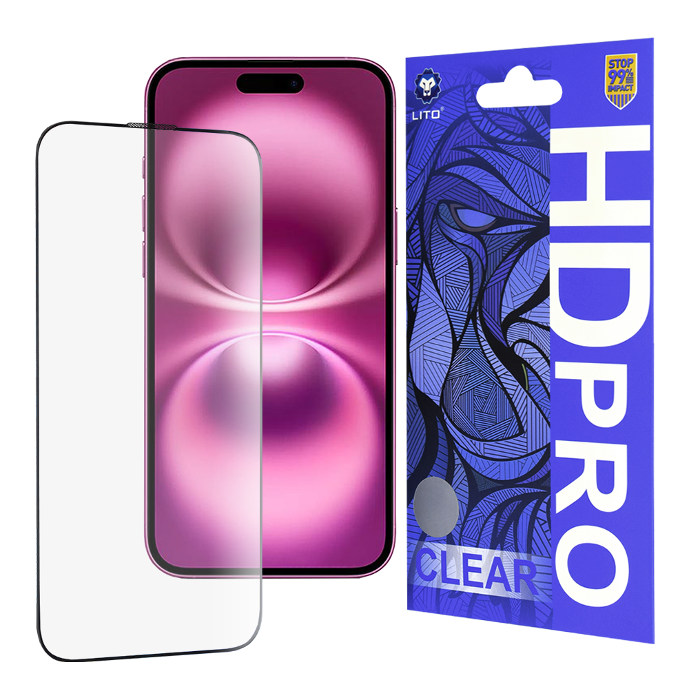 Lito HD Pro Clear - Ochranné sklo pre iPhone 16 Plus - Čierne KF2334908