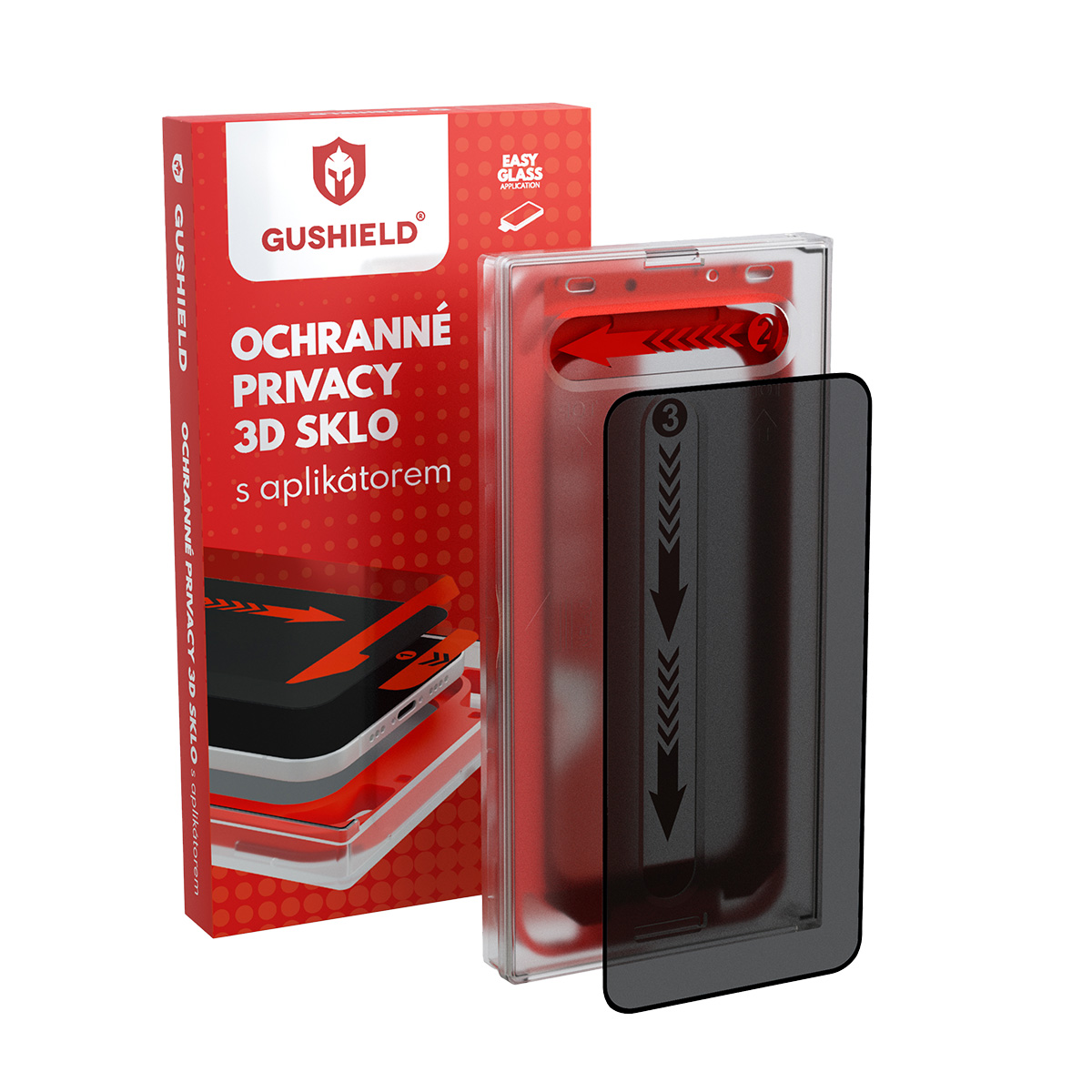 Gushield Ochranné Privacy 3D sklo s aplikátorom - iPhone 15 - Zatmavujúce