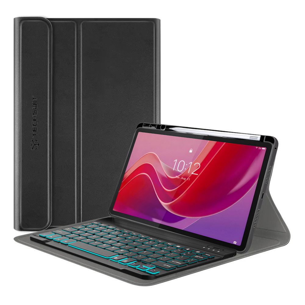 Techsuit CozyTab ochranné Puzdro (s Držiakom na Ceruzku / Bezdrôtovou RGB Magnetickou Klávesnicou) - Lenovo Tab M11 - Čierne KF2320813