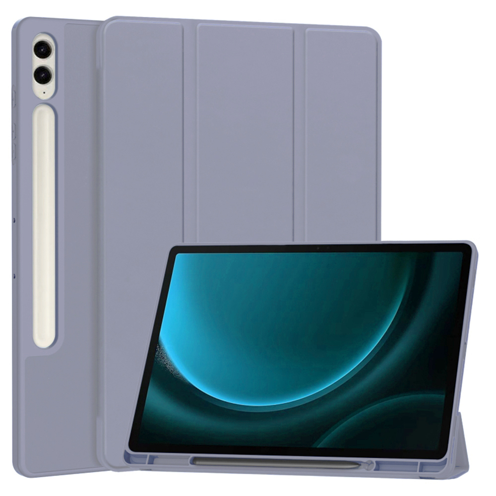 Techsuit Flex Trifold ochranné Puzdro (s Držiakom na Ceruzku) - Samsung Galaxy Tab S9 FE Plus - Fialové KF2321694