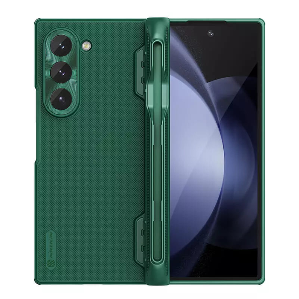 Nillkin Super Frosted Shield Ochranný Kryt s Držiakom na Pero - Samsung Galaxy Z Fold6 - Tmavozelený KF2333551