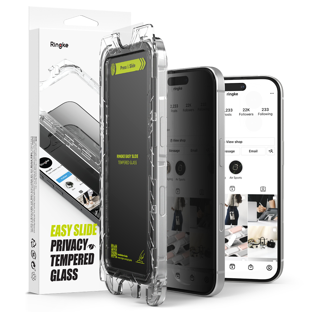 Ringke Easy Slide Tempered Glass Privacy Ochranné Sklo (2 ks) - iPhone 16 Plus / iPhone 15 Plus - Privacy KF2335776