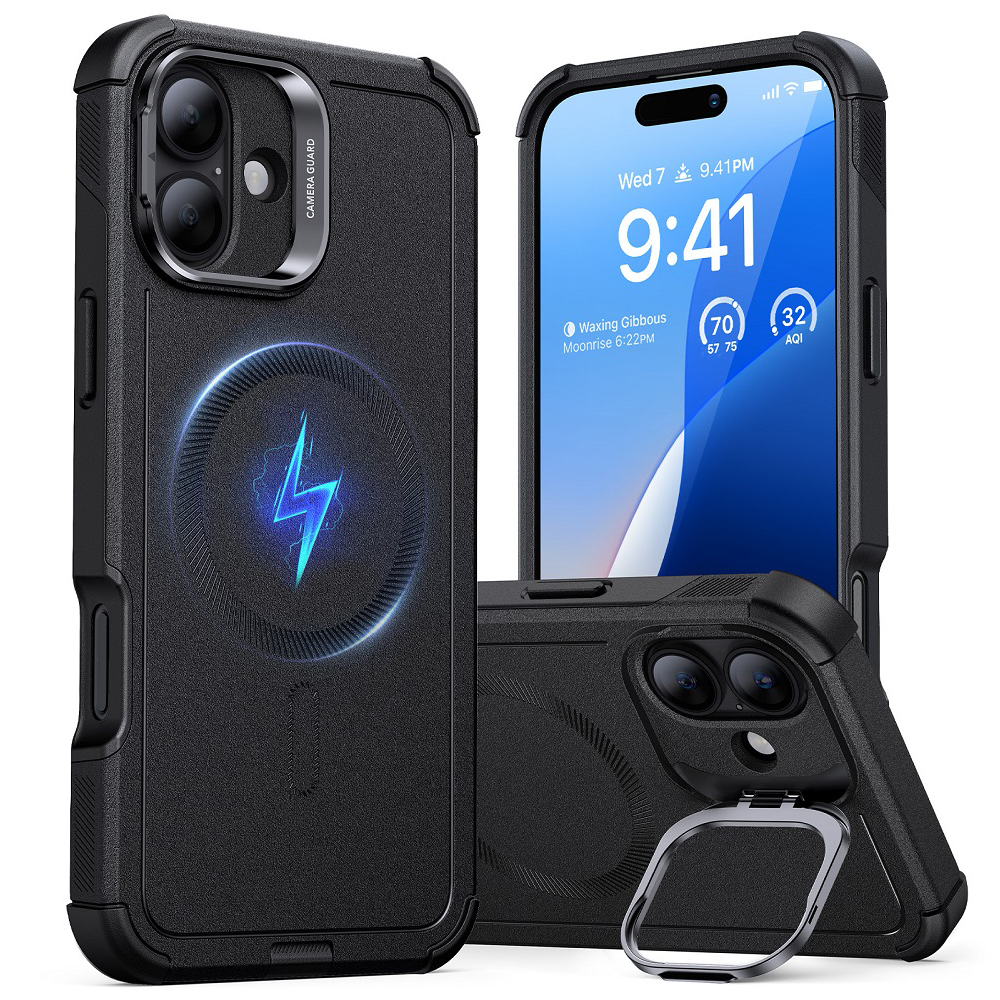 ESR Cyber Armor ochranný kryt so stojanom pre iPhone 16 Plus - čierny KF2335908