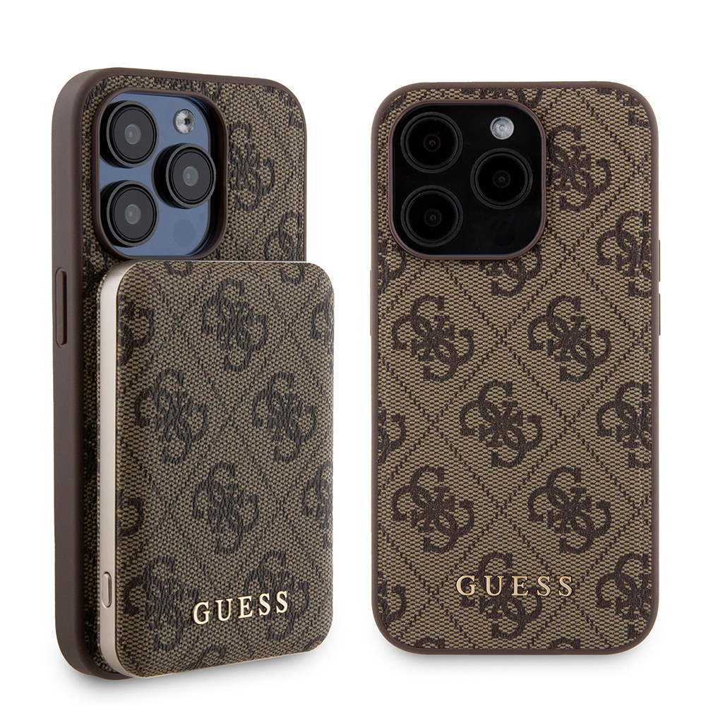 Guess Hardcase Powerbank MagSafe (GUBPM5P15L4GEMGW) puzdro pre - iPhone 15 Pro - Hnedá KF2340479