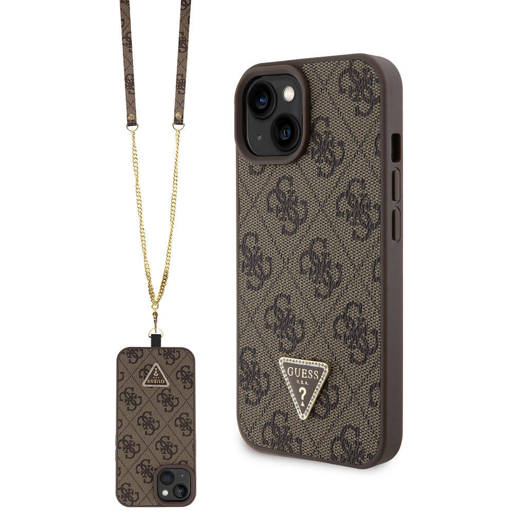 Guess Crossbody 4G Metal Logo (GUHCP15SP4TDSCPW) puzdro pre - iPhone 15 / iPhone 14 / iPhone 13 - Hnedá KF2340146