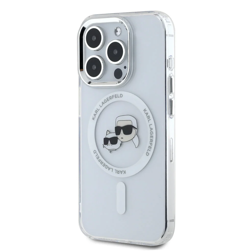 Karl Lagerfeld obal MagSafe IML (KLHMP16XHLSKCH) - iPhone 16 Pro Max - Biela kovová hlava Karla & Choupette KF2340835