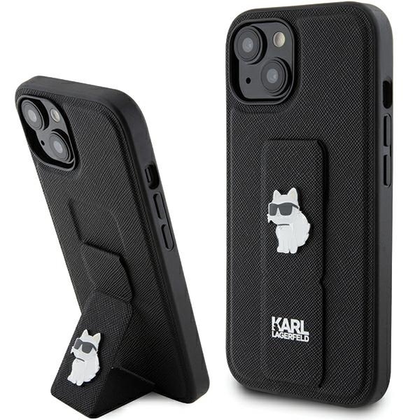 Karl Lagerfeld obal so stojanom Saffiano (KLHCP15SGSACHPK) - iPhone 15 / iPhone 14 / iPhone 13 - Choupette KF2339606