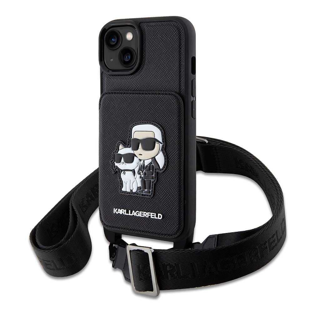 Karl Lagerfeld obal Crossbody Saffiano (KLHCP14SCSAKCPMK) - iPhone 15 / iPhone 14 / iPhone 13 - Karl & Choupette KF2339623