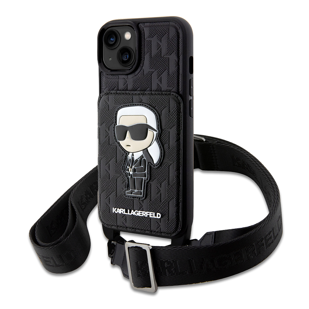 Karl Lagerfeld obal Crossbody Saffiano (KLHCP14SCSAKHPKK) - iPhone 15 / iPhone 14 / iPhone 13 - Monogram Ikonik KF2339624
