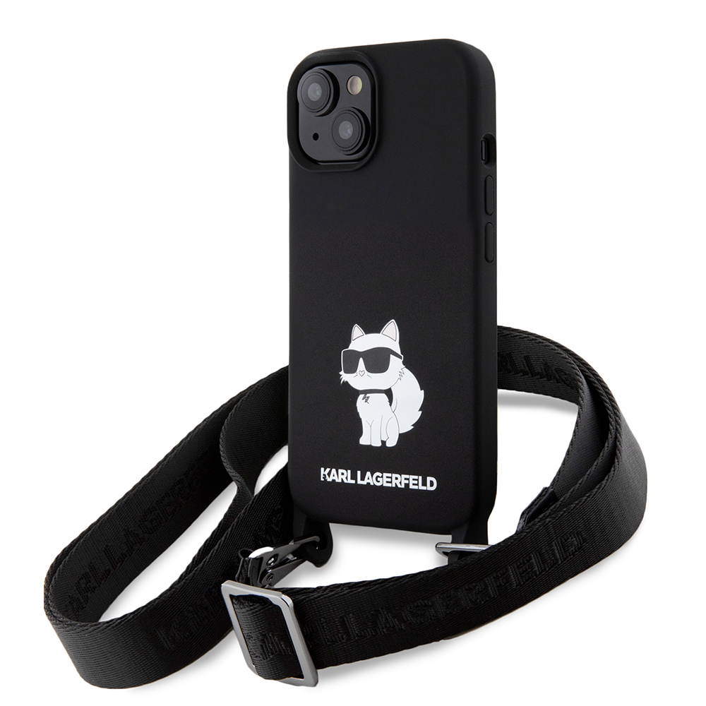 Karl Lagerfeld silikónový obal Crossbody (KLHCP15SSCBSCNK) - iPhone 15 / iPhone 14 / iPhone 13 - Choupette KF2339832