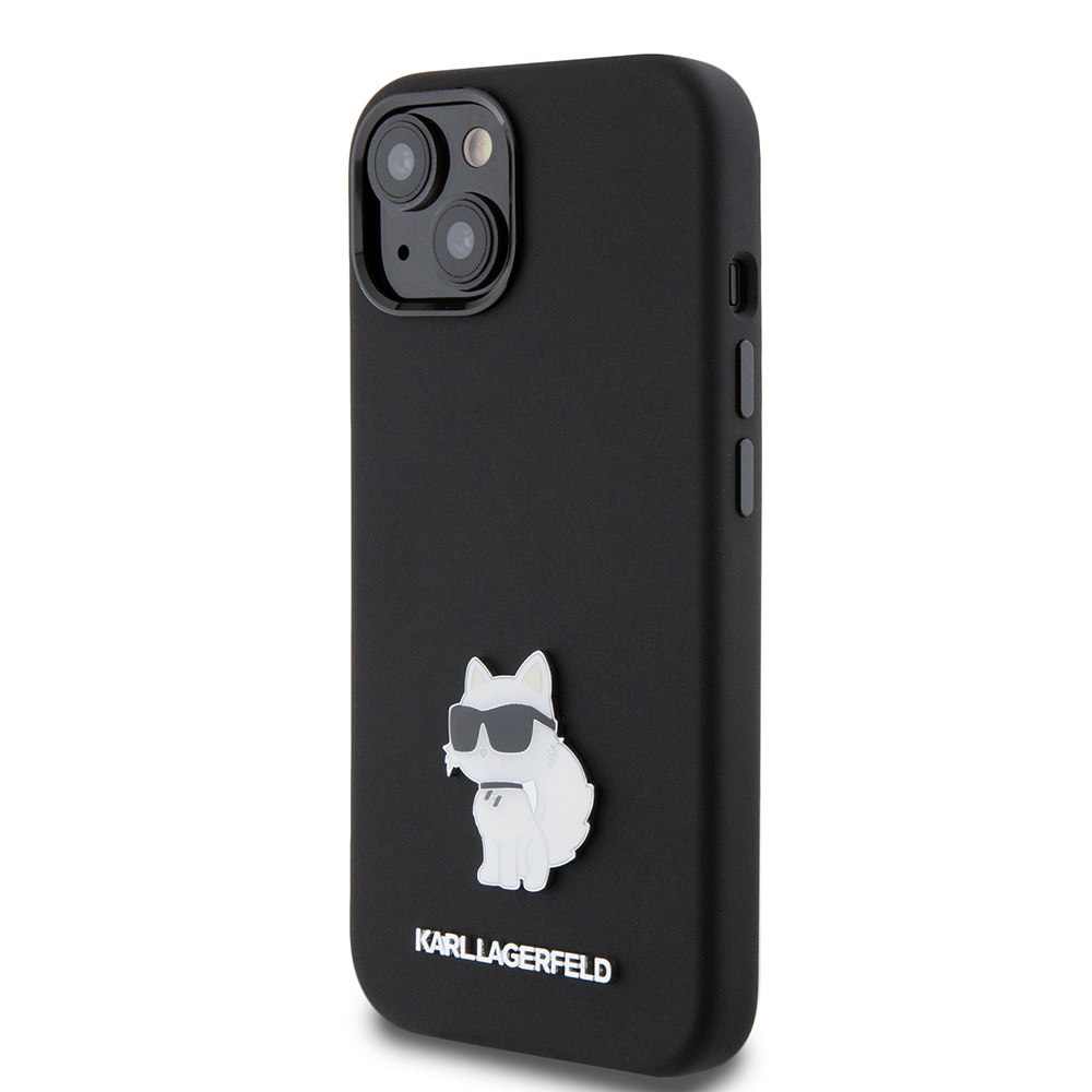 Karl Lagerfeld silikónový obal (KLHCP15SSMHCNPK) - iPhone 15 / iPhone 14 / iPhone 13 - Choupette Kovový Pin KF2339835