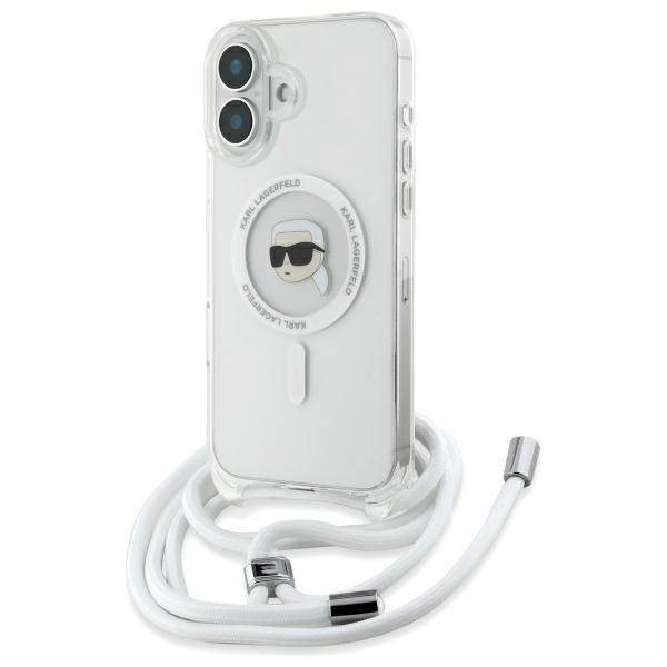Karl Lagerfeld obal Crossbody MagSafe (KLHMP16SHCKHNT) - iPhone 16 - Transparentná hlava Karla KF2342315