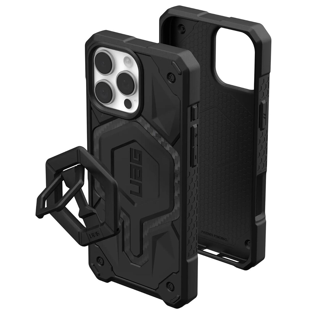 UAG Monarch Pro MagSafe Bundle - extrémne odolný kryt na iPhone 16 Pro Max - Karbónová / Čierny stojan KF2342870
