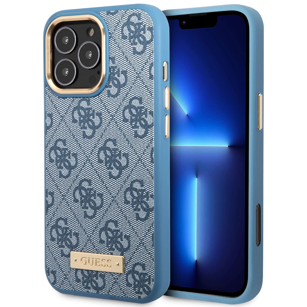 Guess pevný kryt 4G s logom a MagSafe na iPhone 16 Pro Max (GUHMP16XU4GPRB) - modrý KF2340453