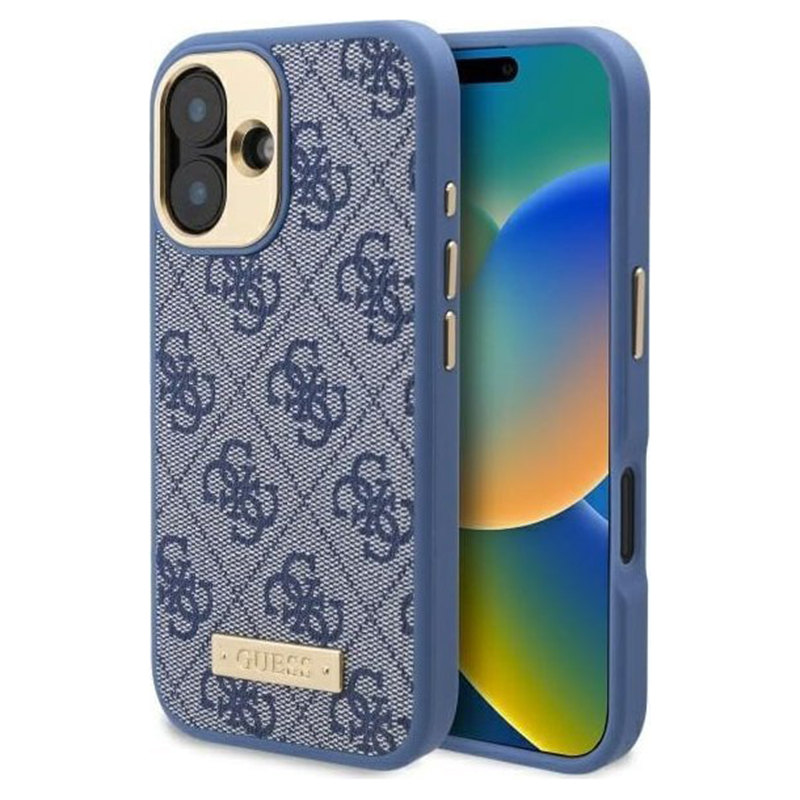 Guess pevný kryt 4G s logom a MagSafe na iPhone 16 Plus (GUHMP16MU4GPRB) - modrý KF2340427