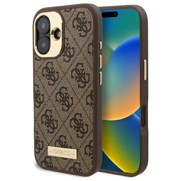 Guess pevný kryt 4G s logom a MagSafe na iPhone 16 Plus (GUHMP16MU4GPRW) - hnedý KF2340426