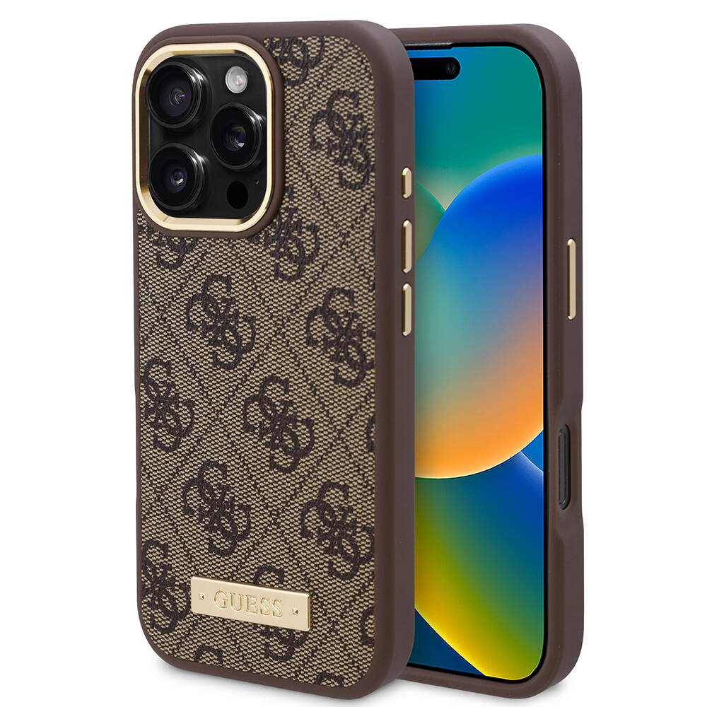 Guess pevný kryt 4G s logom a MagSafe na iPhone 16 Pro (GUHMP16LU4GPRW) - hnedý KF2340421